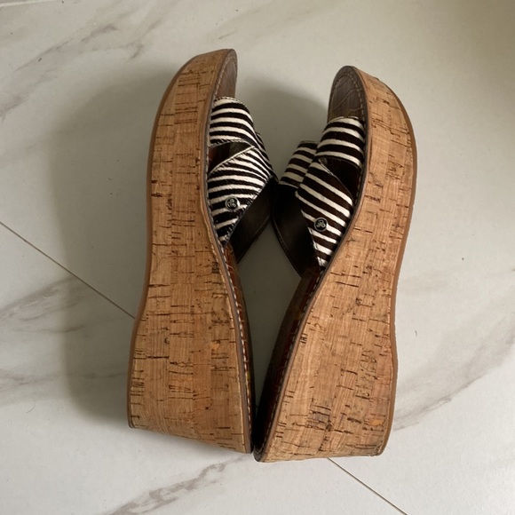 Sam Edelman Reid calf hair zebra print slide wedge sandals 8.5M - Picture 8 of 16
